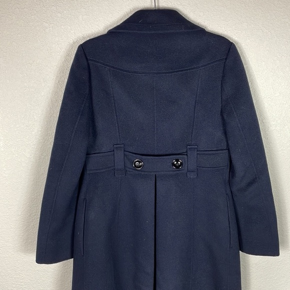 SJSJ Double Breasted Pea Coat Deep Navy Blue Angora Mink Wool Sz M - Picture 3 of 11